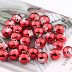 Christmas Printed Round Acrylic Beads 16mm Gold Pumpkin Design 6