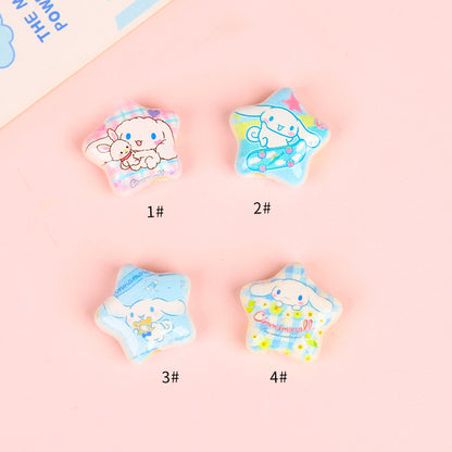 Star Shaped Acrylic Beads 25mm Spring Oil Painting Maltese Pattern 10pcs 7