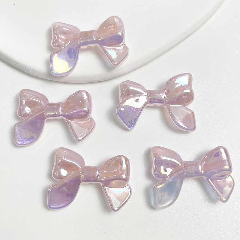 Glow Bowknot Acrylic Beads 24x32mm Iridescent Light In The Dark 10pcs 7