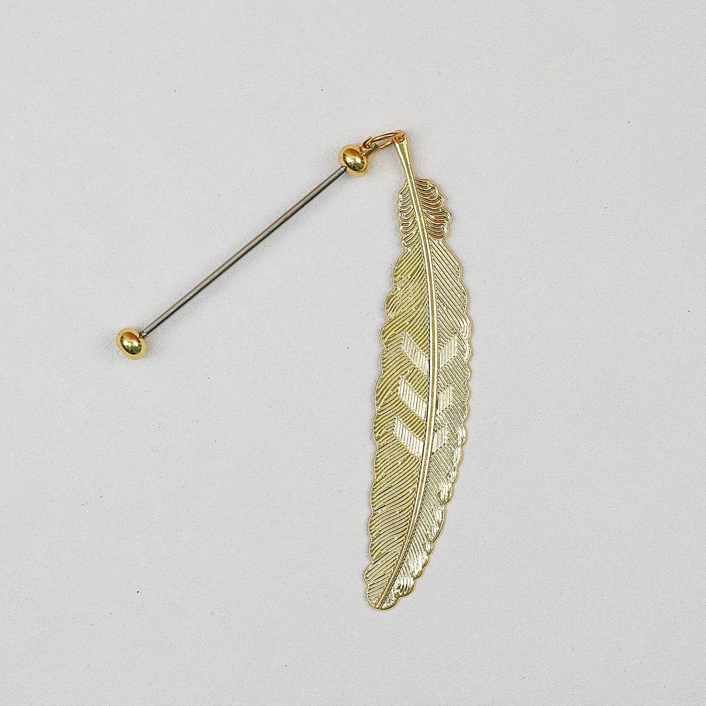 Beadable Feather Bookmarks Metal Colorful Detailed 13g - Electroplated gold