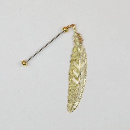 Beadable Feather Bookmarks Metal Colorful Detailed 13g - Electroplated gold