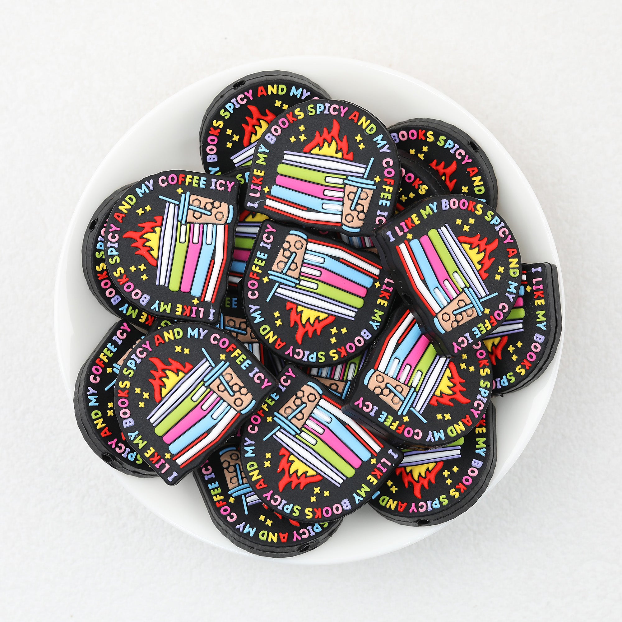 I Like Books Spicy And Coffee Ice Silicone Focal Beads 20Pcs  2