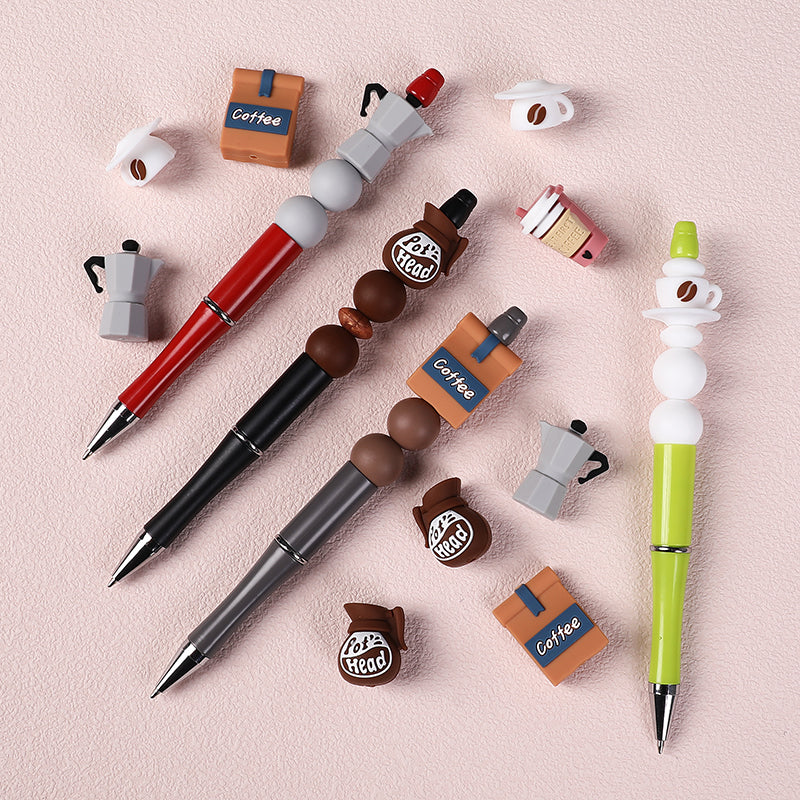Silicone 3D Focal Beads Coffee Theme Coffee Pot Coffee Bag 20pcs 8