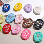 Hand Painted Oval Bouquet Acrylic Beads 28mm Colorful Floral 10pcs 2