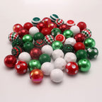 Bubblegum Beads 20mm Red Green White Rhinestone Grid Chunky Mix 50pcs 2