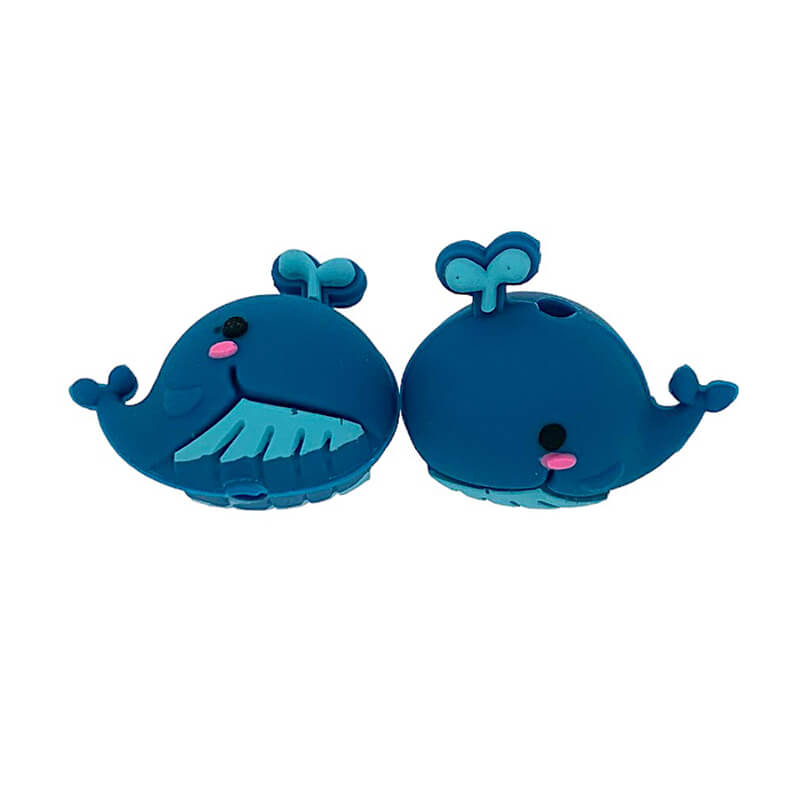 Silicone 3D Focal Beads Whale Ocean Animals Smiling Face Water Spout