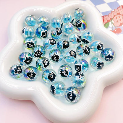 Transparent Cat Rabbit Acrylic Beads 16mm Playful Faces 2pcs 10