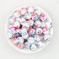 15mm Floral Pattern Silicone Beads Pastel Print 50pcs - Ink Flower