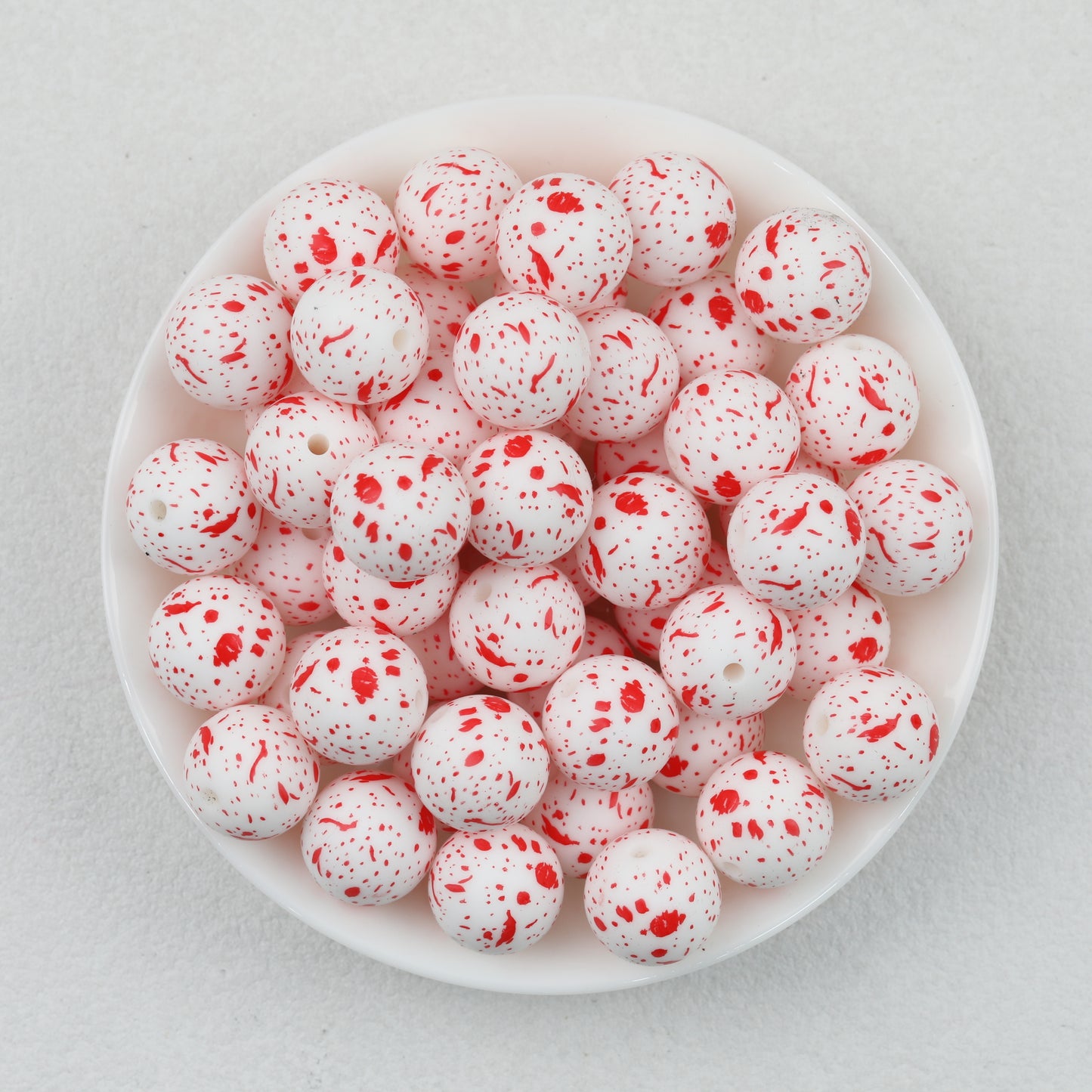 15mm Colorful Polka Dot Print Round Silicone Beads  50pcs 7