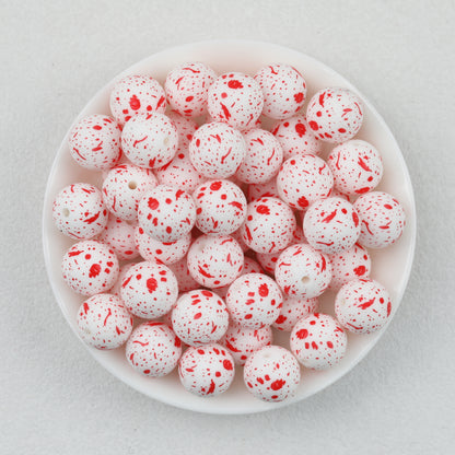 15mm Colorful Polka Dot Print Round Silicone Beads  50pcs 7