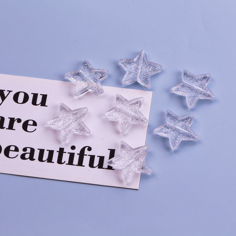 Transparent Heart Star Acrylic Beads 9-21mm Powder Glitter 1pc 7