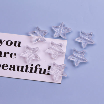 Transparent Heart Star Acrylic Beads 9-21mm Powder Glitter 1pc 7