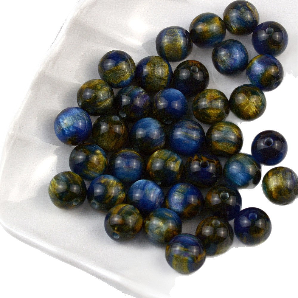 Resin Round Beads 8mm 10mm Starry Lacquer Effect 100pcs 5