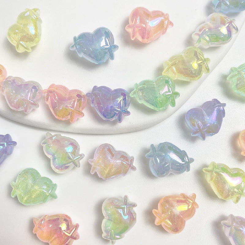 UV Finish Heart Star Acrylic Beads 14x20mm Glow In The Dark 50pcs 4