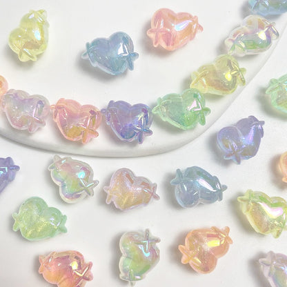UV Finish Heart Star Acrylic Beads 14x20mm Glow In The Dark 50pcs 4