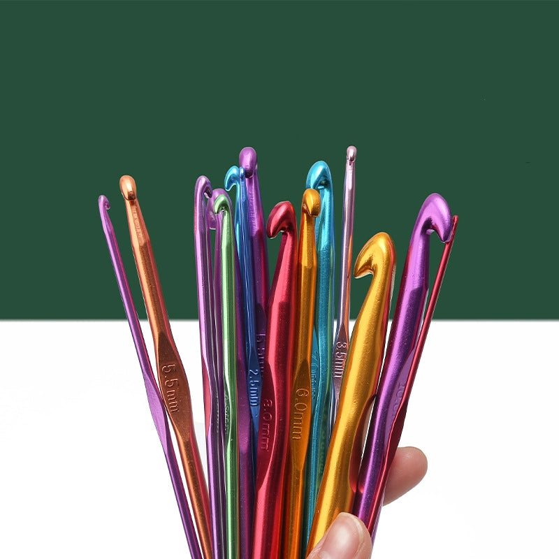 Aluminium Oxide Crochet Needles Variety of Sizes Rainbow Metallic 10pcs 2