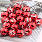 Christmas Printed Round Acrylic Beads 16mm Gold Pumpkin Design 2