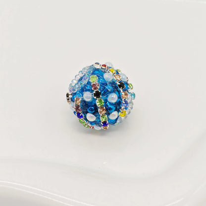 Wavy Rhinestone Beads 18mm Bubblegum Acrylic Multicolor 4pcs 10