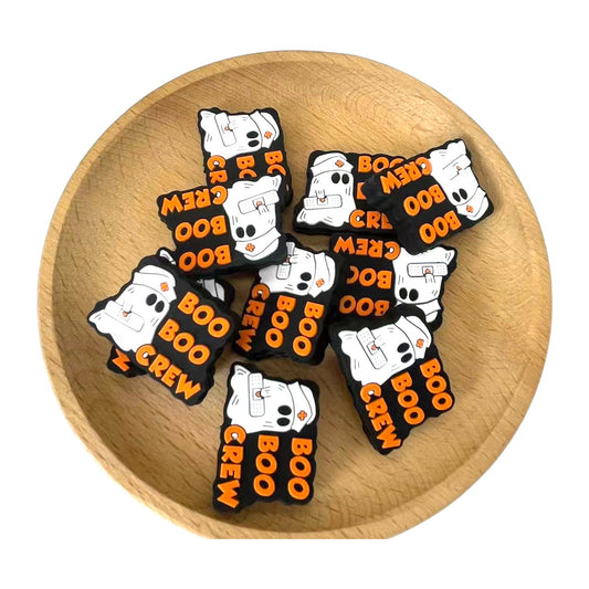 Silicone Focal Beads Ghost Nurse Holding Bandage with BOO BOO CREW Text 20pcs 2