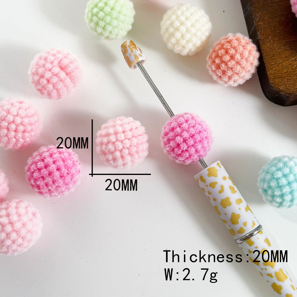 20mm Bubblegum Acrylic Flocked Beads Soft Texture 50pcs 3