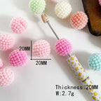 20mm Bubblegum Acrylic Flocked Beads Soft Texture 50pcs 3