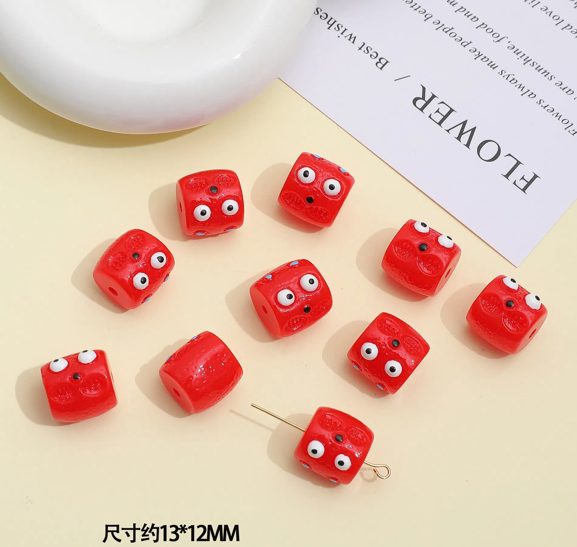 Monster Resin Barrel Beads 13mm Glossy 2pcs 4