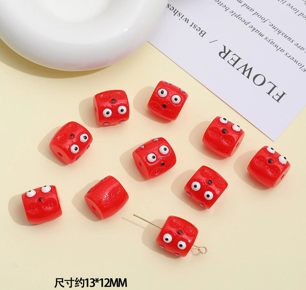 Monster Resin Barrel Beads 13mm Glossy 2pcs 4
