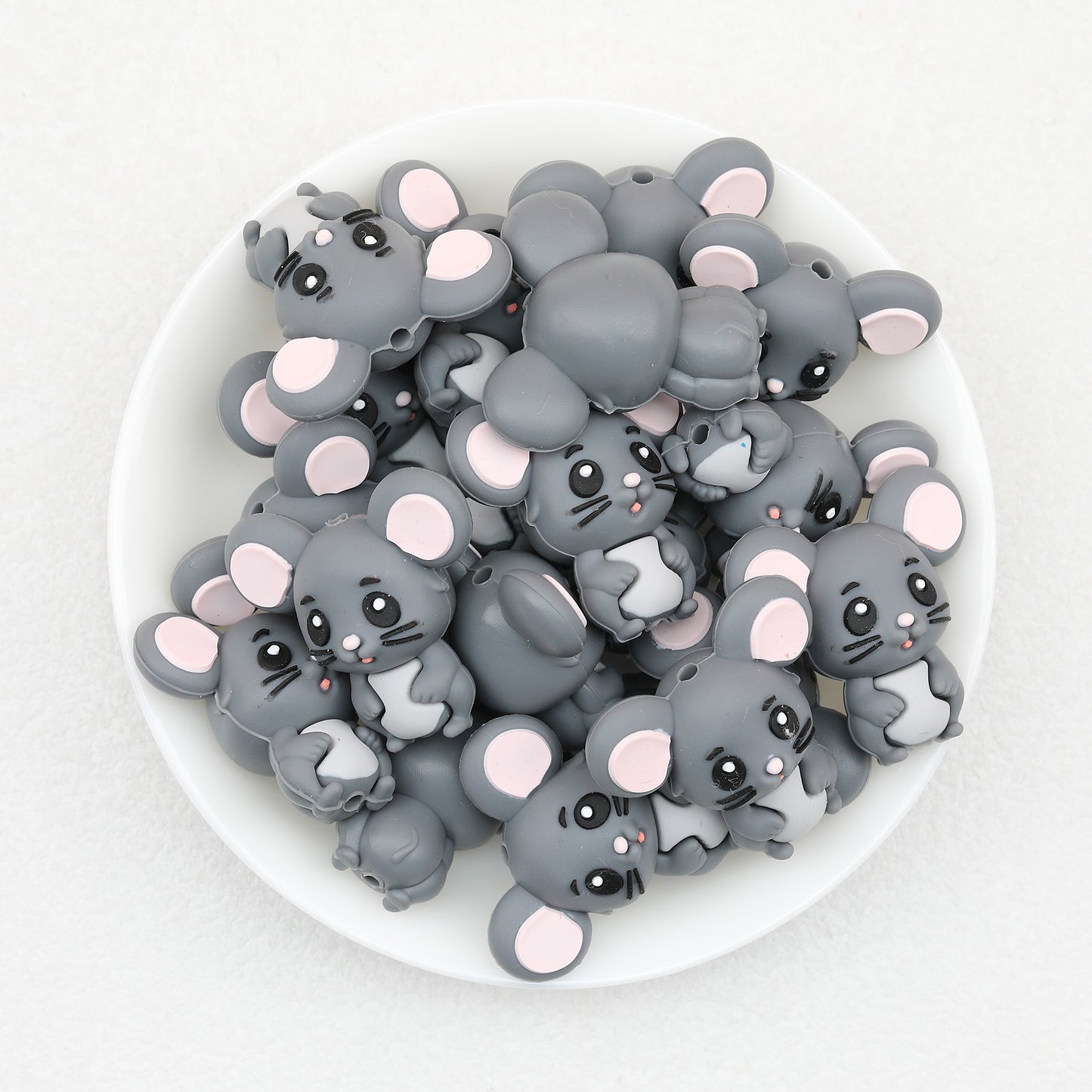 Cute 3D Mouse Silicone Focal Beads 20 pcs 4