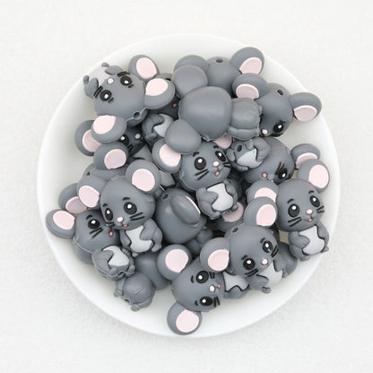 Cute 3D Mouse Silicone Focal Beads 20 pcs 4