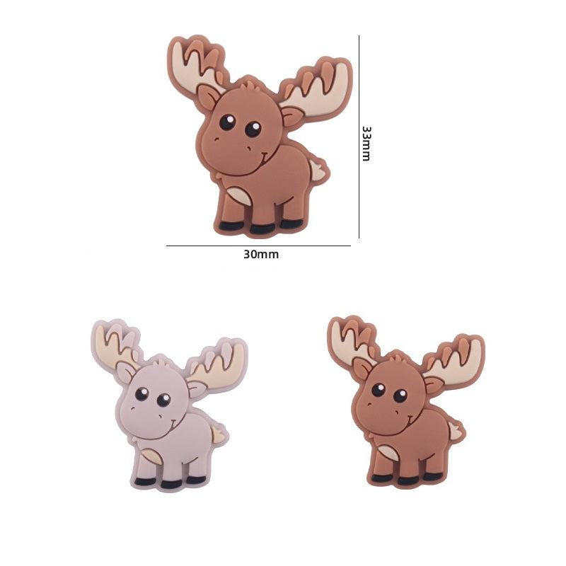 Silicone Focal Beads Elk Friendly Expression with Detailed Antlers 20pcs 2