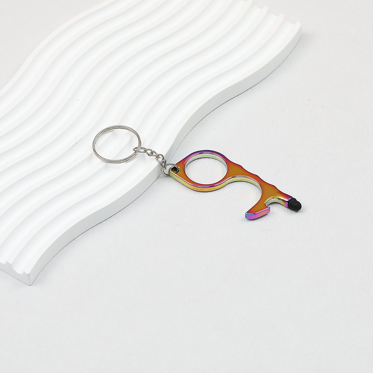 No Touch Door Opener Touchscreen Keychain Multifunctional Alloy - Plating Rainbow