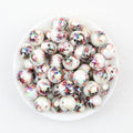 Skull Iridescent Acrylic Beads Wholesale, Halloween Electroplated Round Design, 16mm