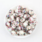 Skull Iridescent Acrylic Beads Wholesale, Halloween Electroplated Round Design, 16mm