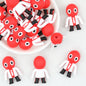 Red Suit Robot 3D Silicone Focal Beads 20 pcs