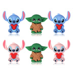 Silicone 3D Focal Beads Love Stitch Holding Heart with Yoda Robes 20pcs