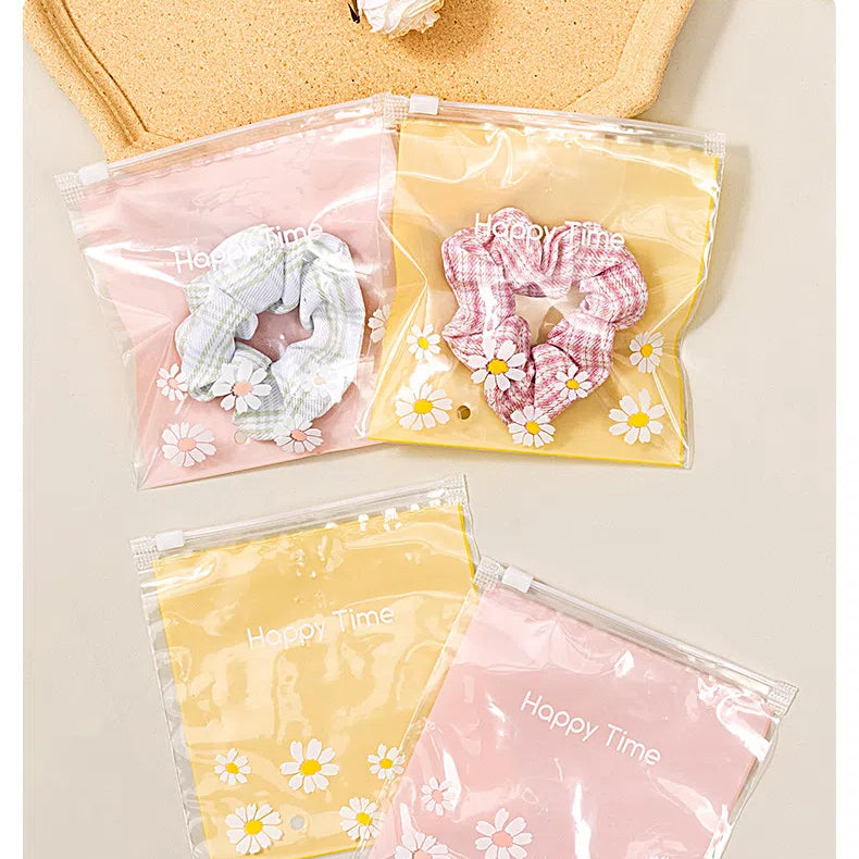 Daisy Pattern Top Seal Zip Lock Bags PE Plastic 14.5cm 50pcs