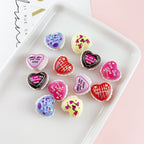 Valentine Heart Acrylic Beads Double-sided Embossed 18x16mm 10pcs 2