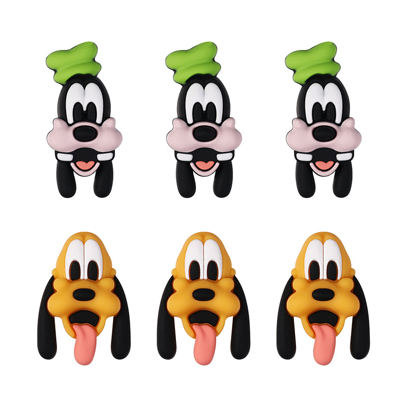 Silicone 3D Focal Beads Disney Pluto Goofy Head Green Hat Smiling Face 20Pcs