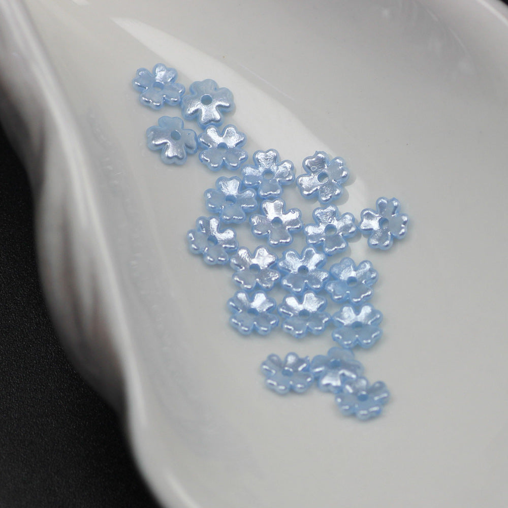 Pearl Four Petal Flower Acrylic Beads 7mm Colored Imitation 100pcs 5