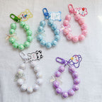 Acrylic Beaded Rabbit and Bear Keychain with Translucent Bow Charm