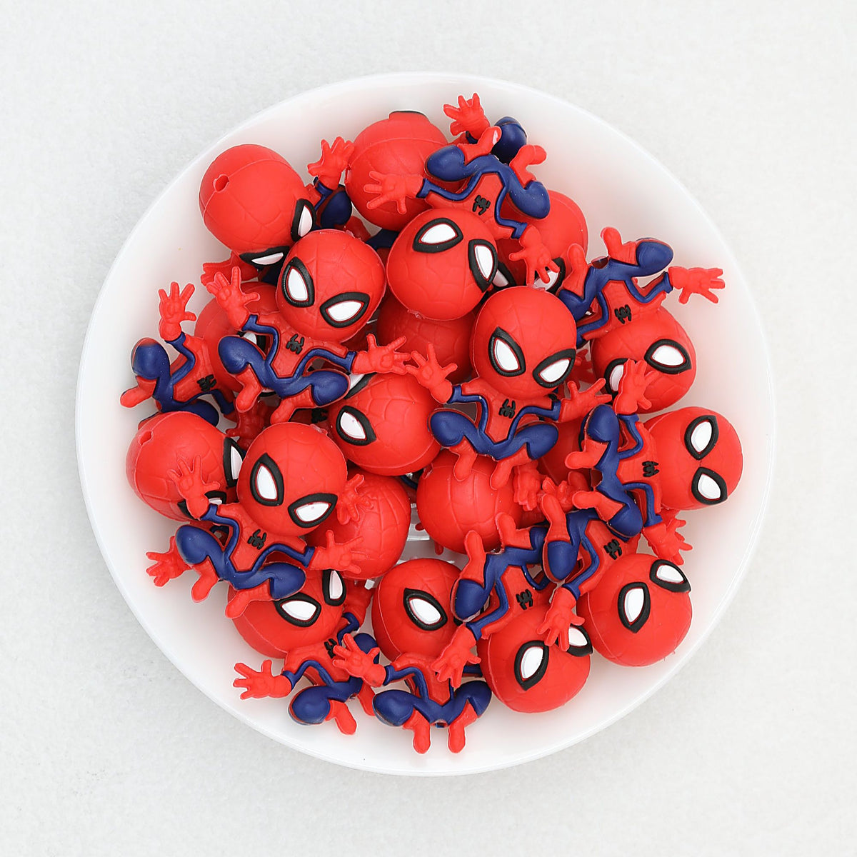 Silicone 3D Spider Man Focal Beads Red Blue 20pcs
