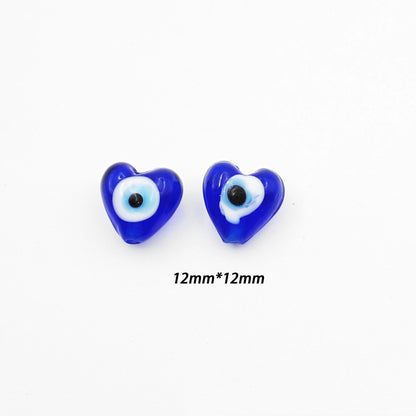 Lampwork Glass Beads Multi Shaped Evil Eye Handmade Blue Black 10pcs 8