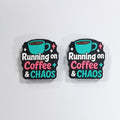 Silicone Focal Beads Running On Coffee Chaos Text With Coffee Cup 20pcs