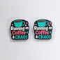 Silicone Focal Beads Running On Coffee Chaos Text With Coffee Cup 20pcs