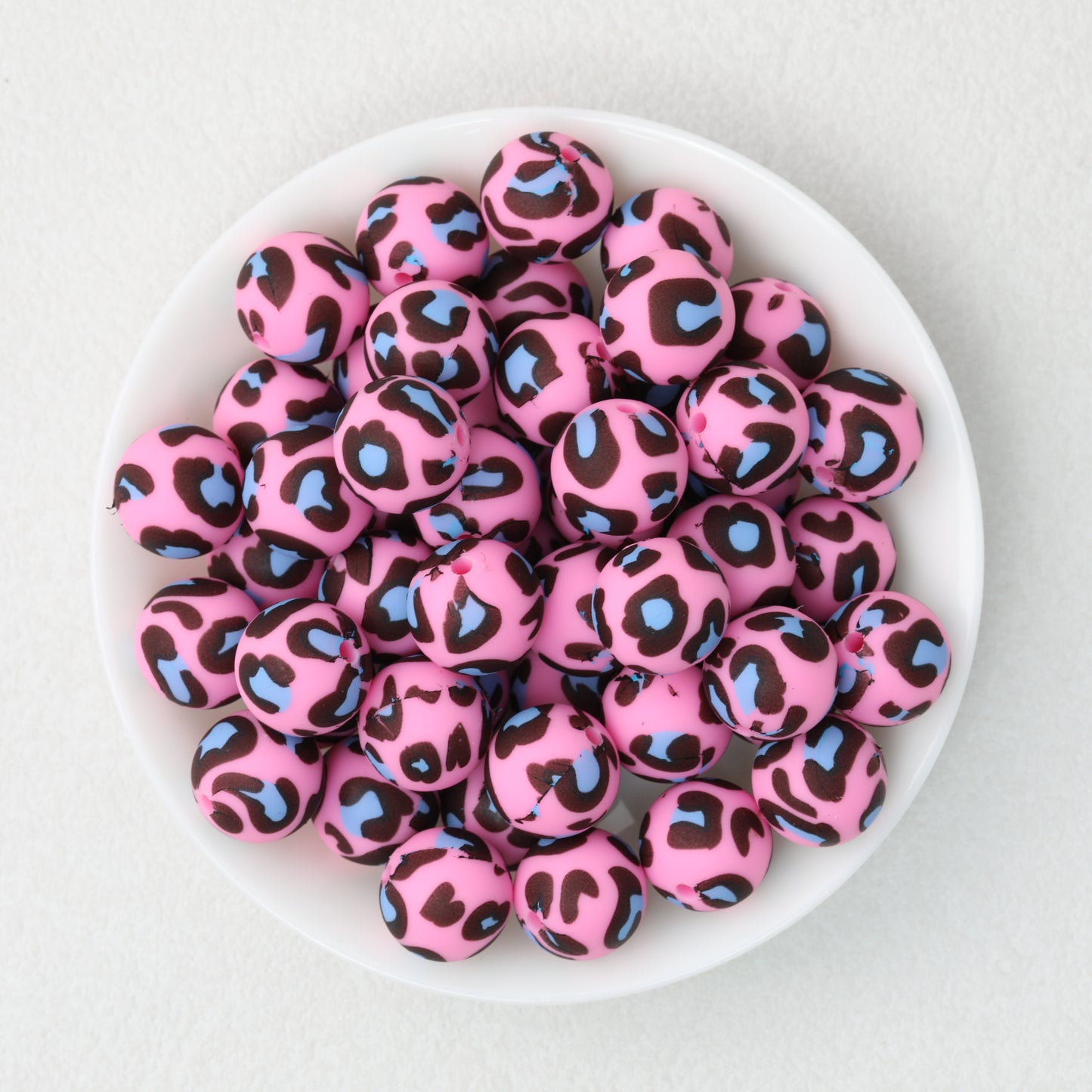 15mm Leopard Pattern Silicone Round Beads 50pcs 7