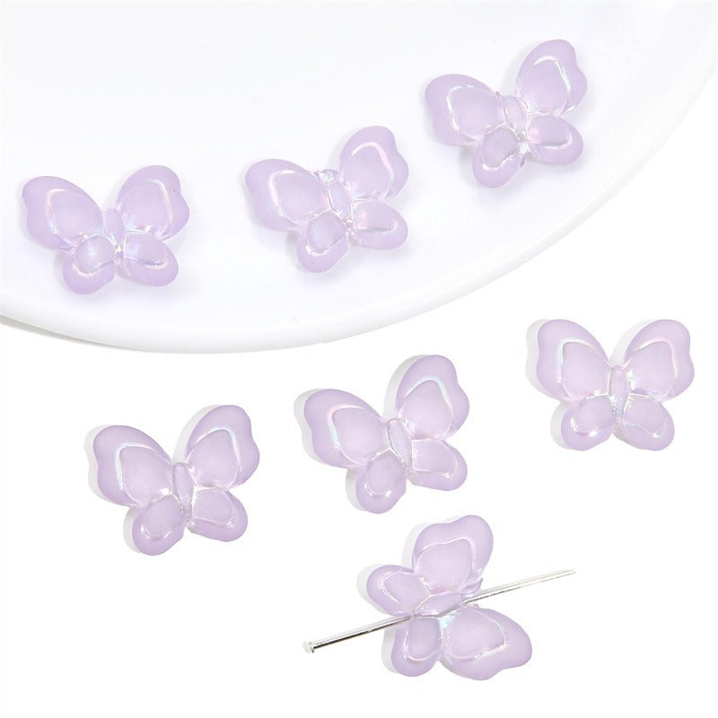 Transparent Frosted Butterfly Acrylic Beads 21x18mm Pastel Colors 20pcs 9