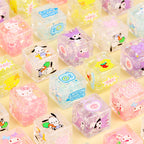 Liquid Glitter Acrylic Square Beads 22mm Sanrio Series 5pcs