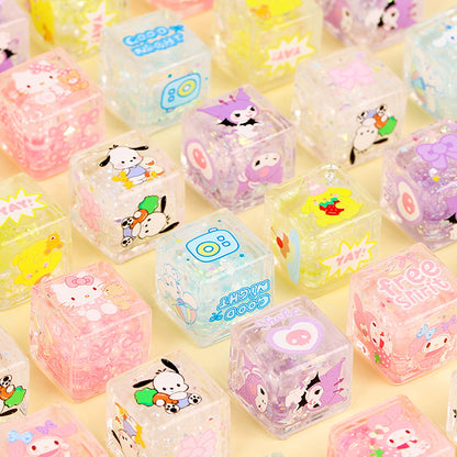 Liquid Glitter Acrylic Square Beads 22mm Sanrio Series 5pcs