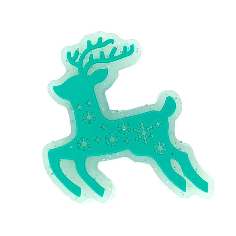 Silicone Focal Beads Reindeer Glitter Snowflake Design 20pcs