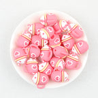  3D Pink Heart Ice Cream Silicone Focal Beads 20Pcs 2
